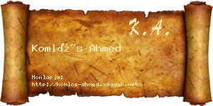 Komlós Ahmed névjegykártya